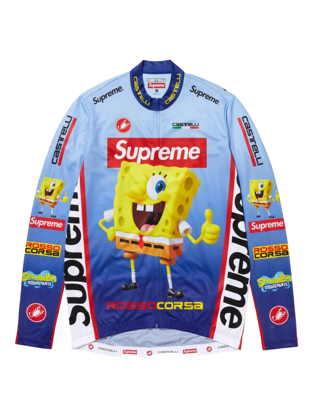 

Спортивный топ Castelli SS 25 - White из коллаборации со SpongeBob SquarePants Supreme, синий