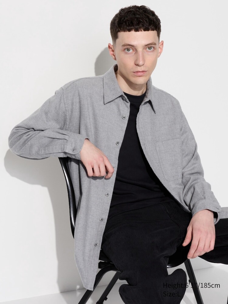

Рубашка фланелевая Uniqlo, цвет 03 серый