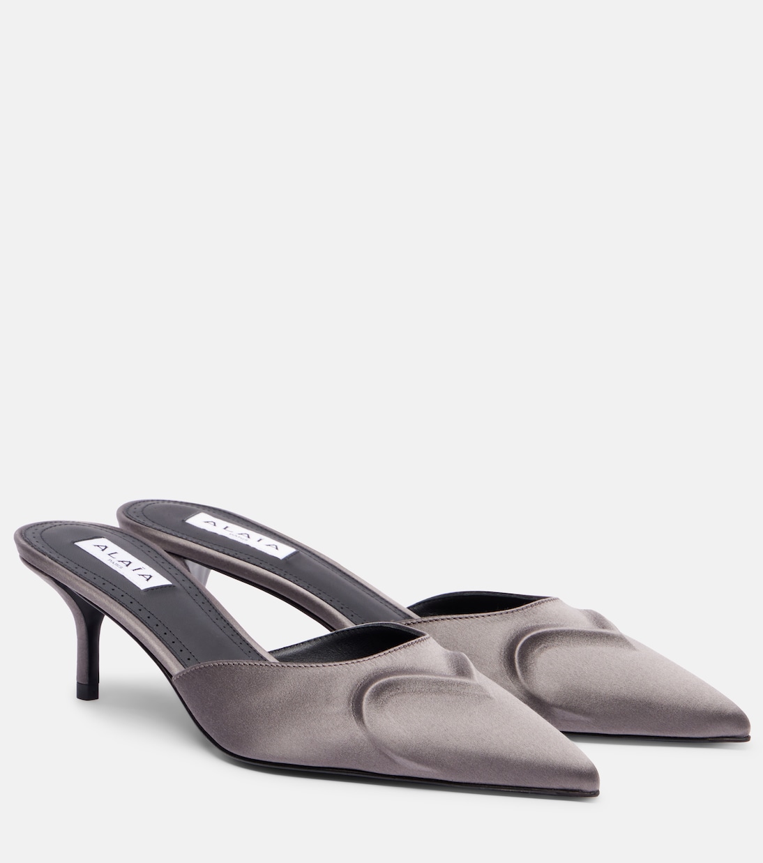 Le Cœur 3D 55 сатиновые мюли Alaïa, серо-коричневый