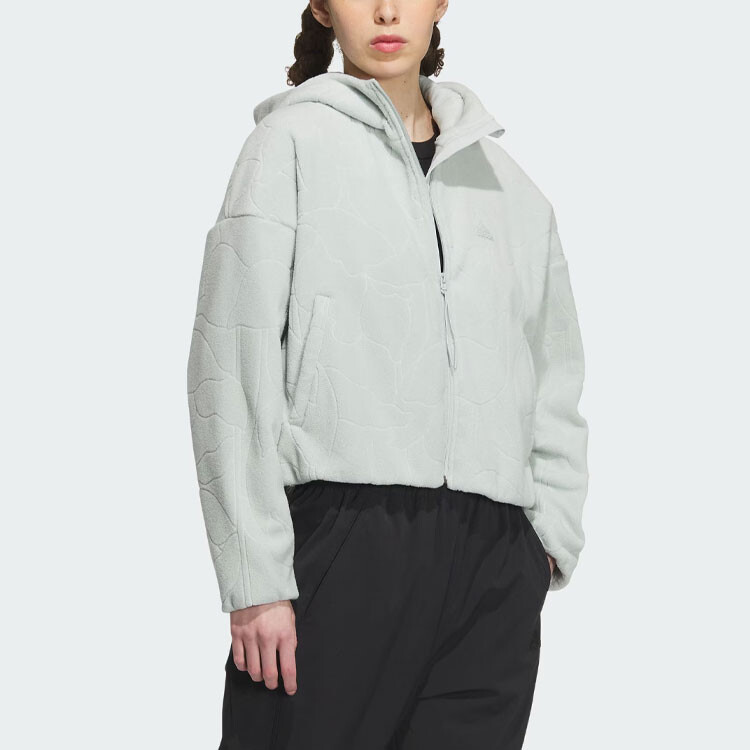 CITY ESCAPE бархатная куртка женская серебристо-серая Adidas — фото 4