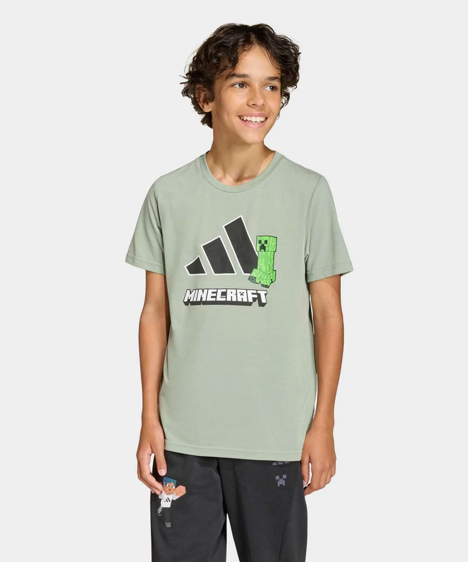 Детская футболка adidas Minecraft тренировочная, логотип, зелёный