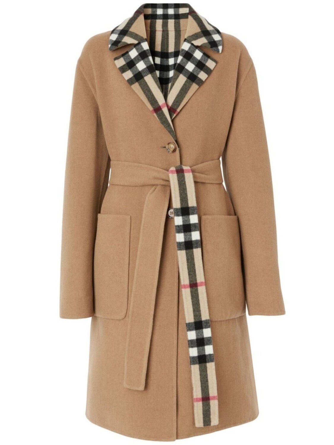 

Burberry двустороннее шерстяное пальто в клетку, нейтральный цвет