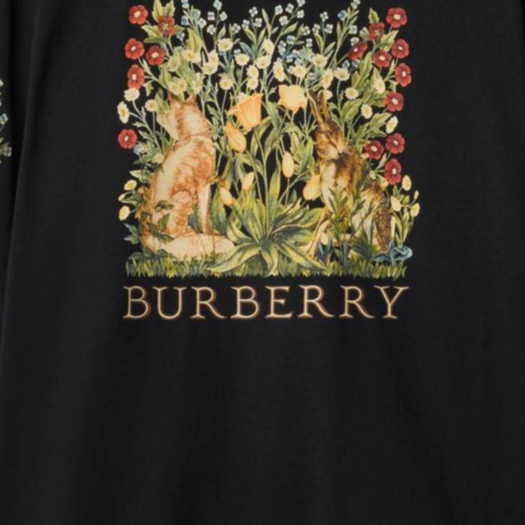 Футболка Burberry с длинным рукавом, принт "Лесной узор", черный — фото 2