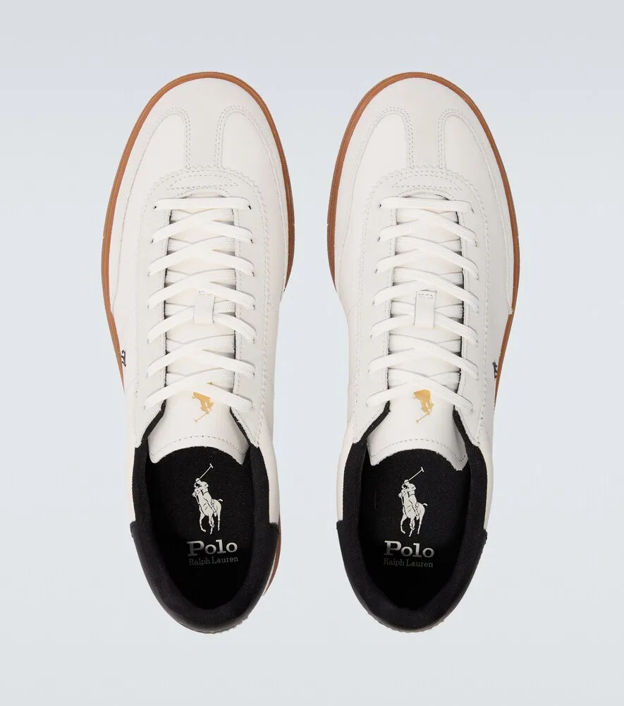 Кожаные кроссовки с замшевой отделкой Polo Ralph Lauren, белый — фото 4