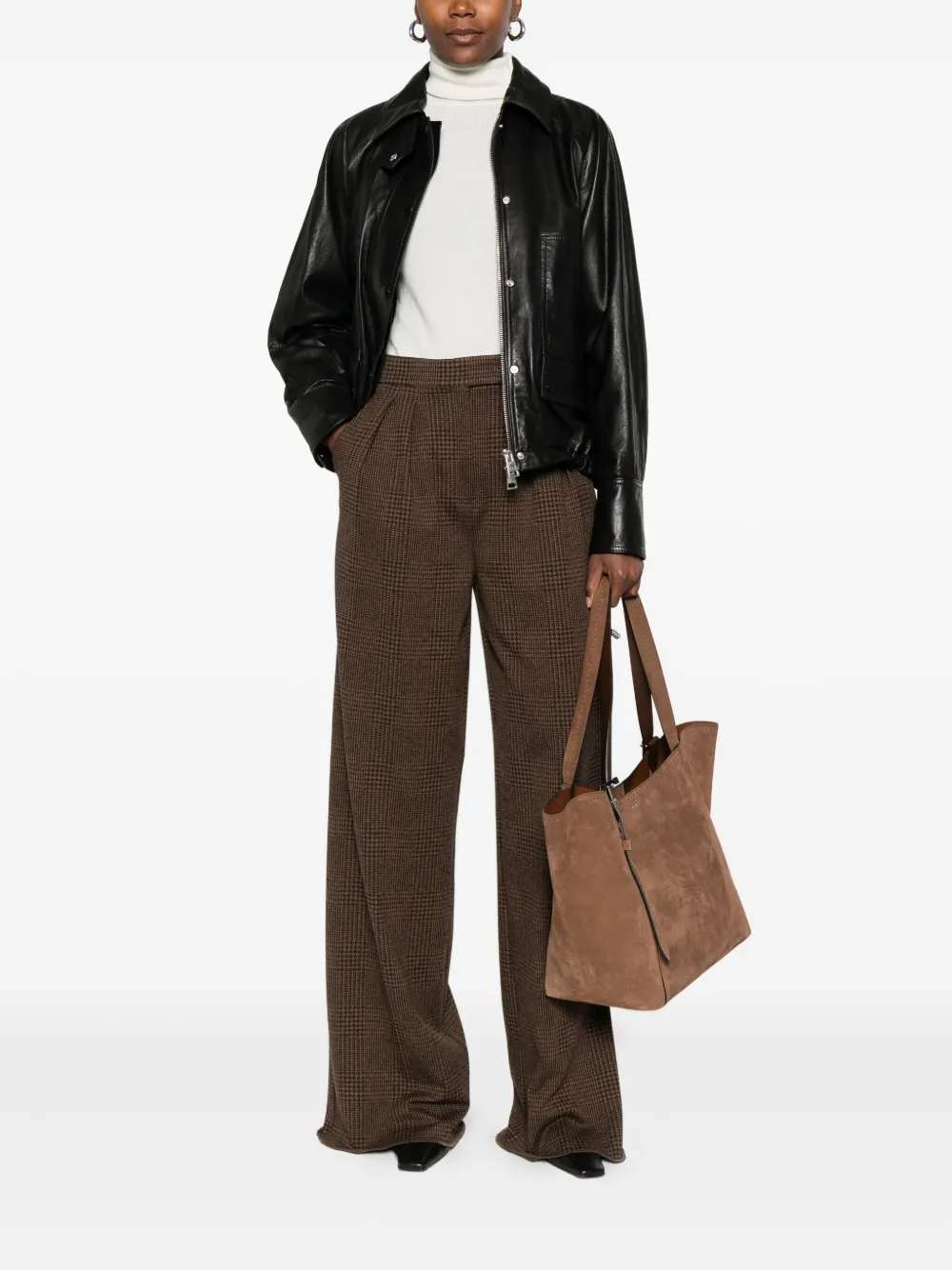 Клетчатые брюки со складками Max Mara, коричневый — фото 2