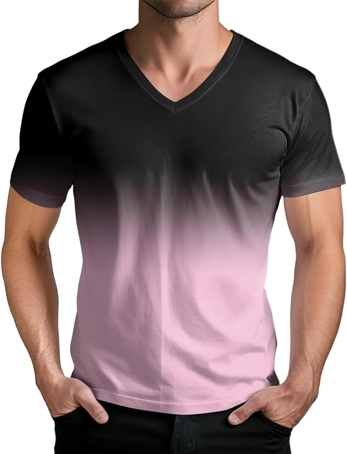 

WENKOMG1 мужская футболка с коротким рукавом, градиент, летняя, M-3XL