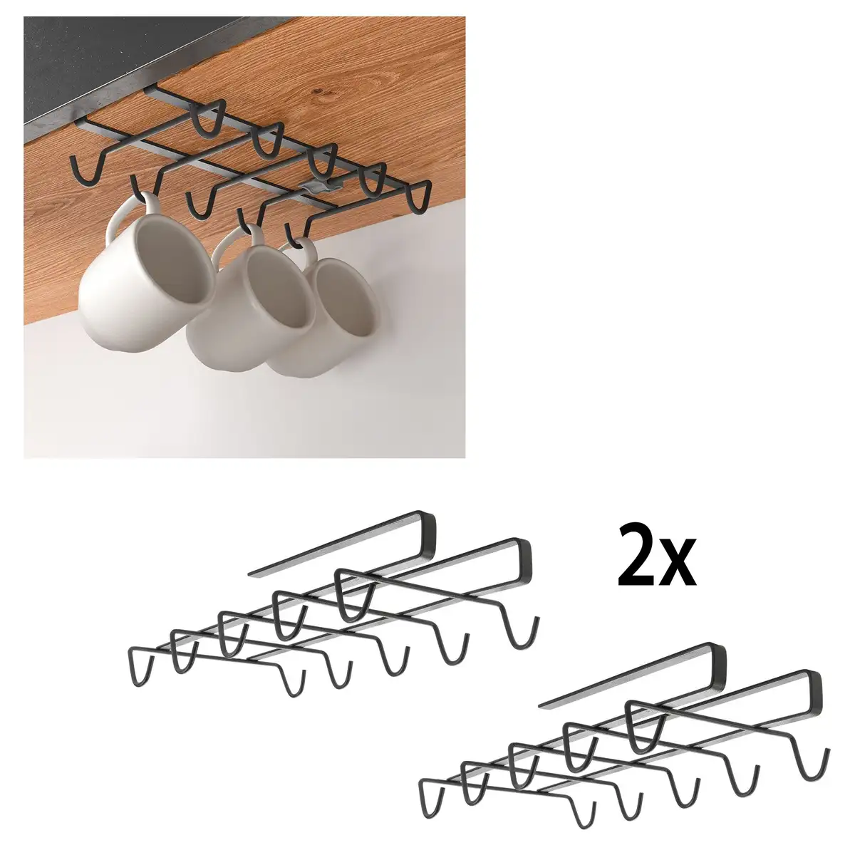 

Подвесная корзина Metaltex (2 шт.), на 10 чашек 7,5х36х21 см, цвет matt schwarz