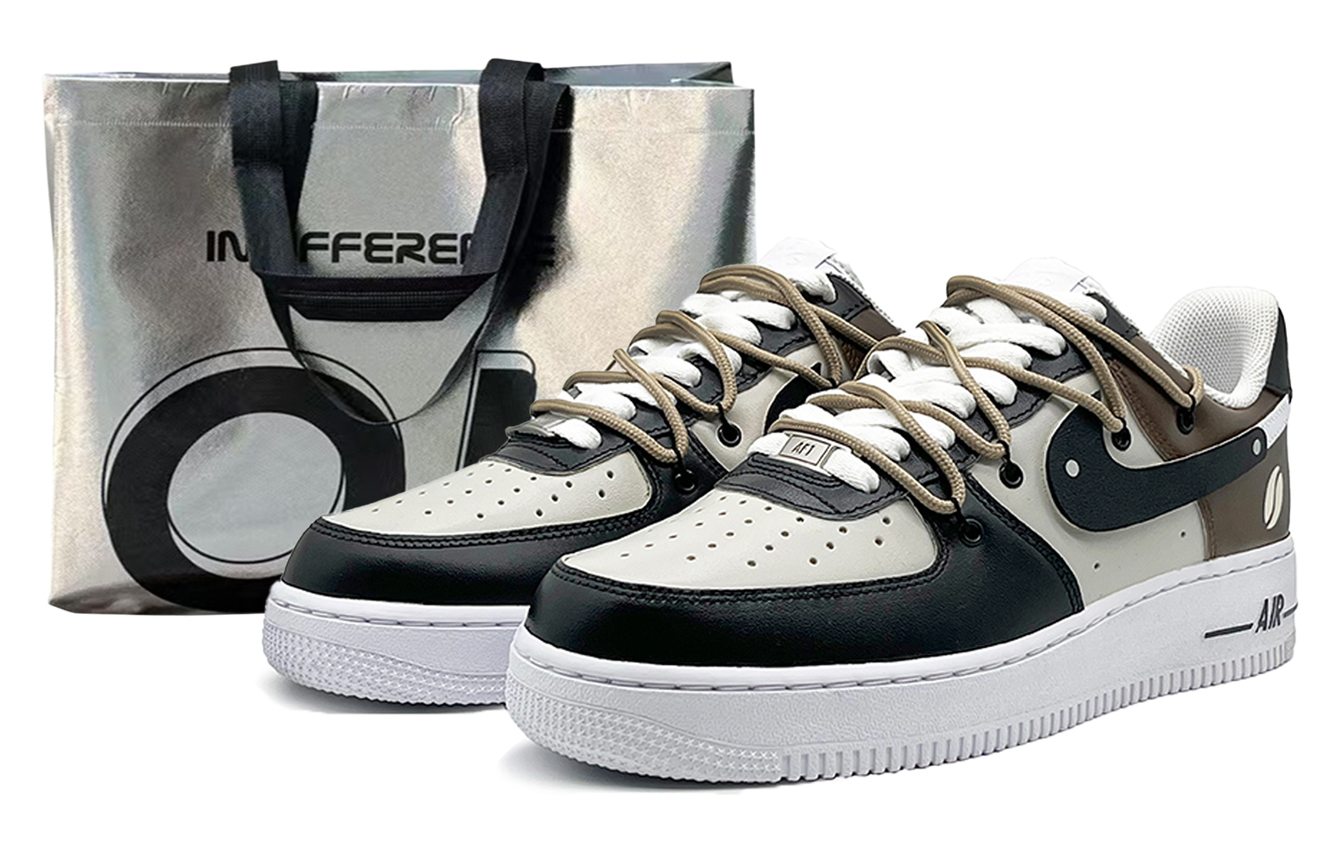 

Nike Air Force 1 противоскользящие износостойкие низкие скейтерские кроссовки мужские черно-коричневые, цвет Black Brown