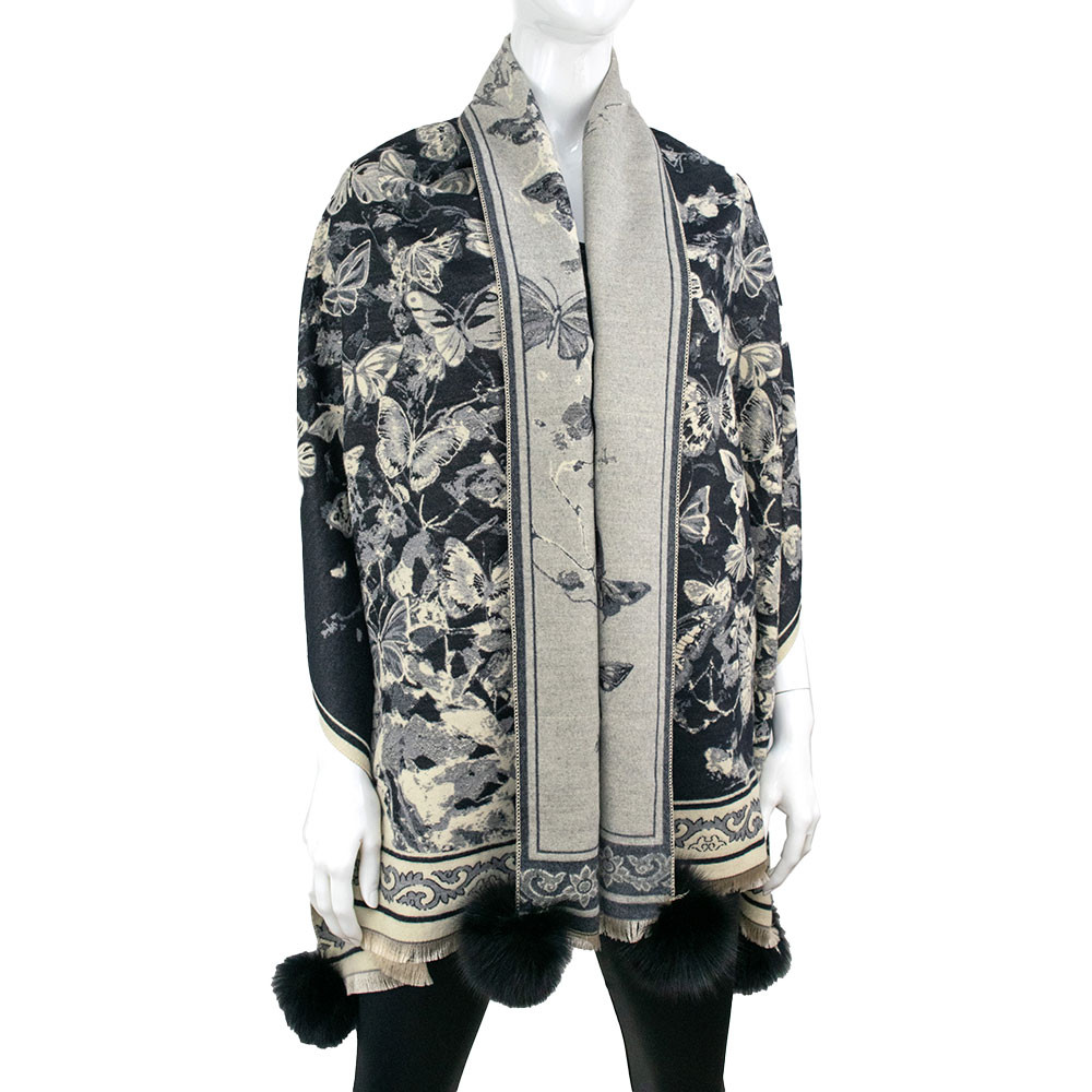 

Широкий шарф Peter Glenn Butterflies с натуральным мехом (женский), Black/Black Fox