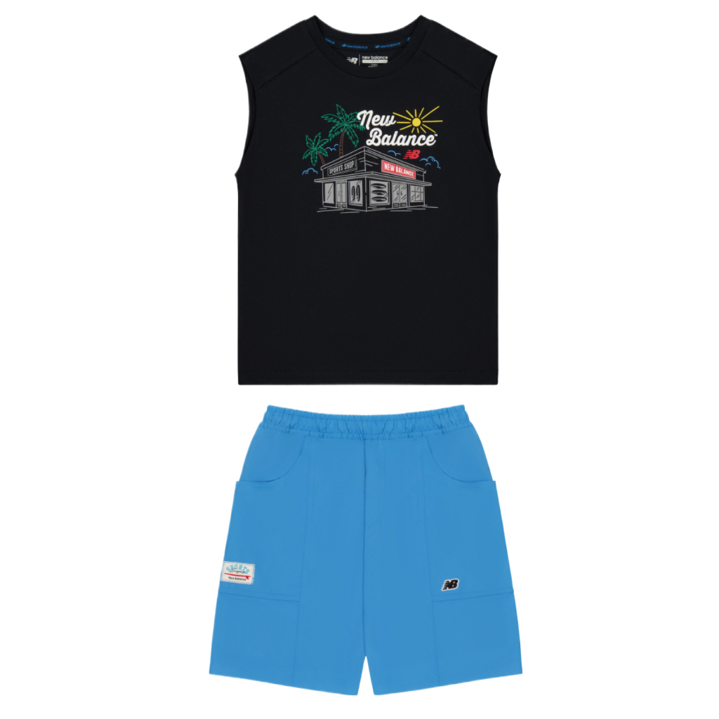Повседневный спортивный комплект из 2 предметов для детей 3-7 лет New Balance, черный/синий