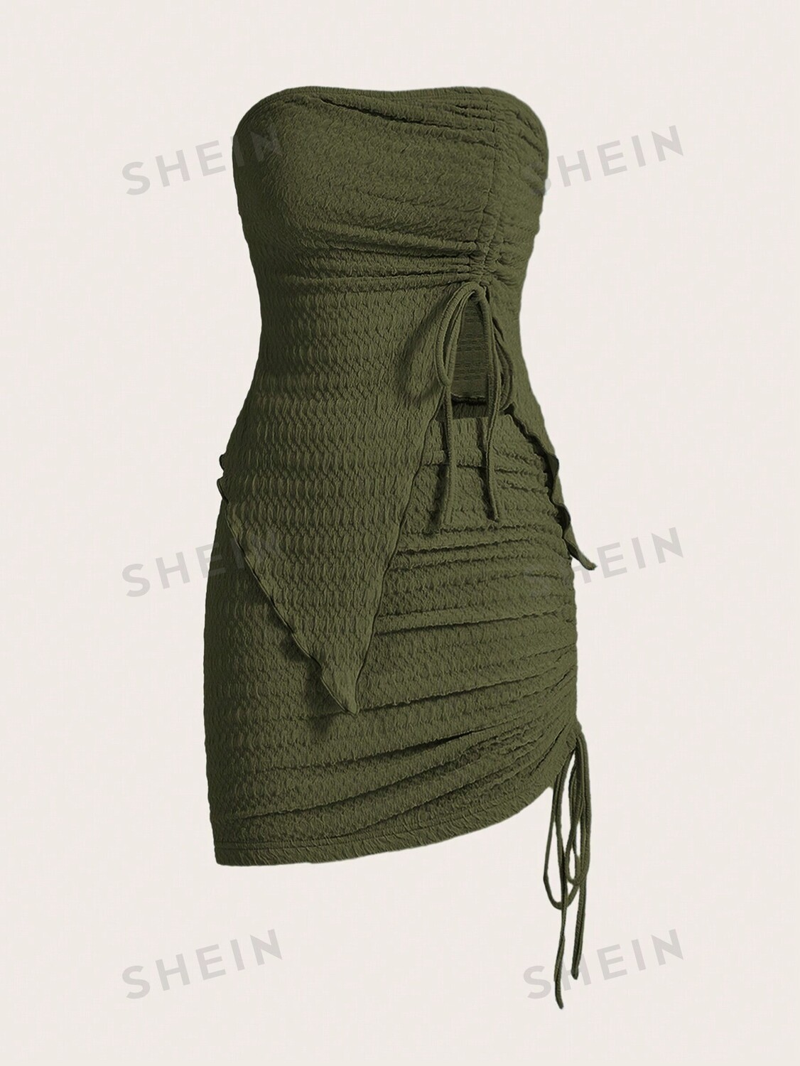 

Топ и облегающая юбка Shein Icon с завязками, зеленый