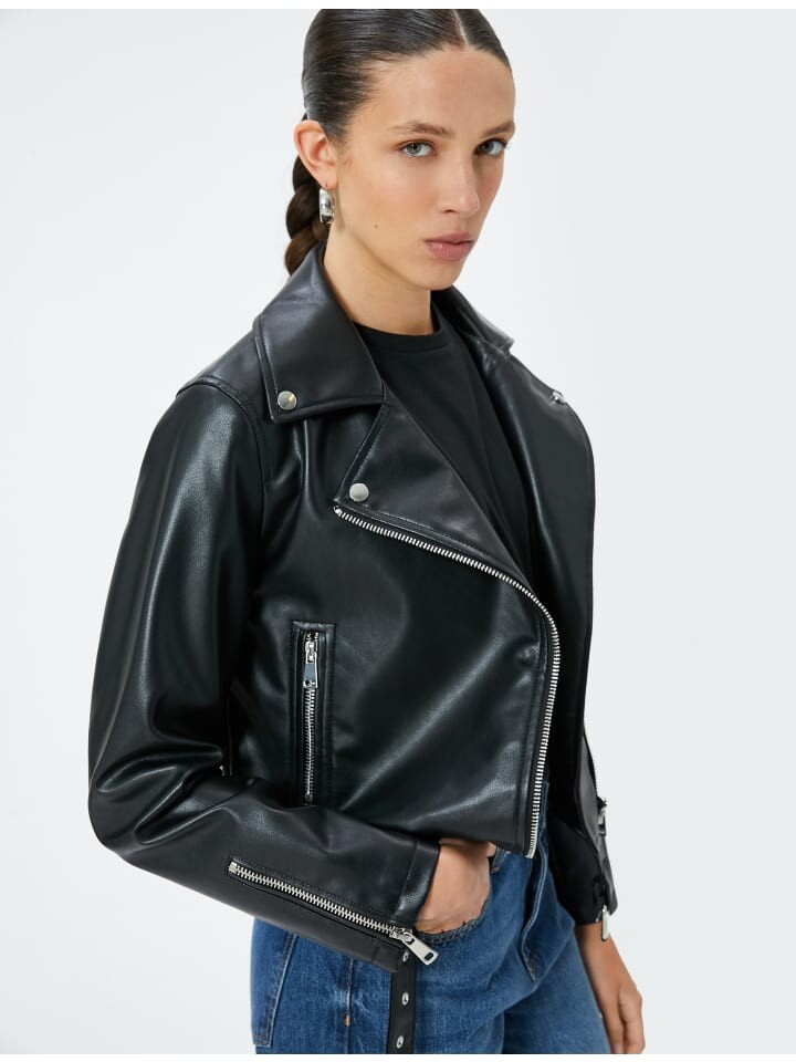 

Кожаная куртка KOTON Blazer, черный