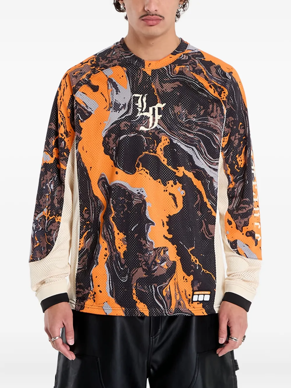 

Футболка Lafrancé marble-print mesh jersey PUMA, оранжевый