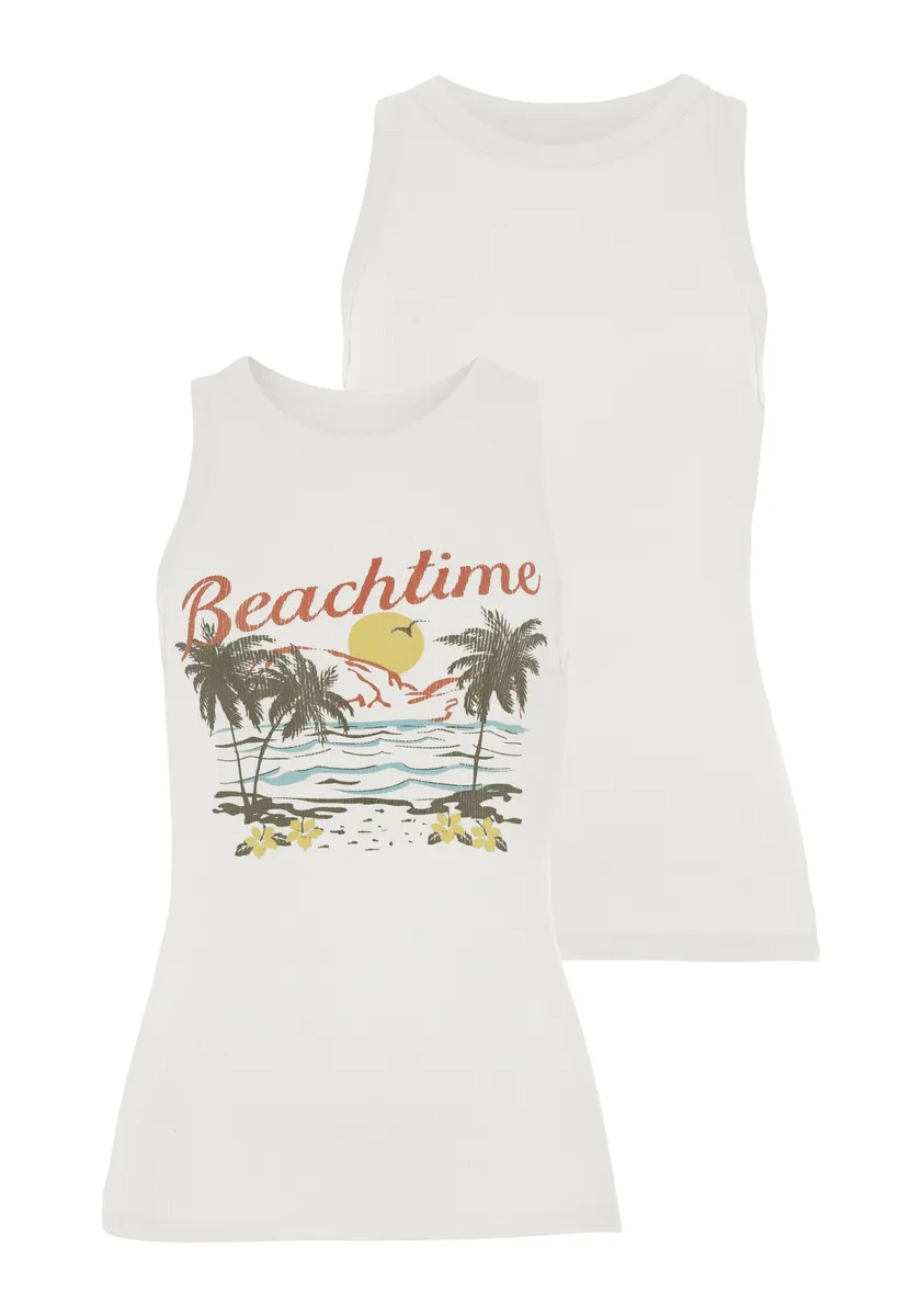 

Майка Beachtime (упаковка, 2 шт.), с тропическим принтом, кремовый