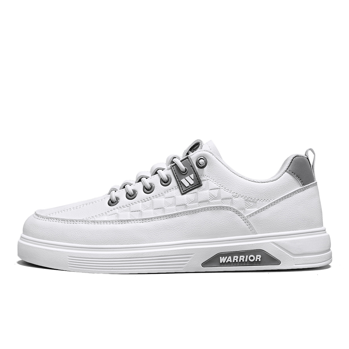 

WARRIOR Износостойкие дышащие низкие скейтбордские кроссовки мужские бело-серые, цвет White Gray