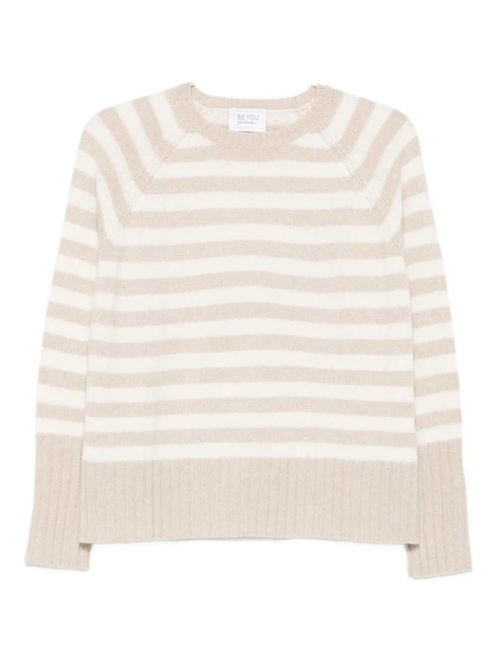 

Полосатый свитер с круглым вырезом BeYou, нейтральный