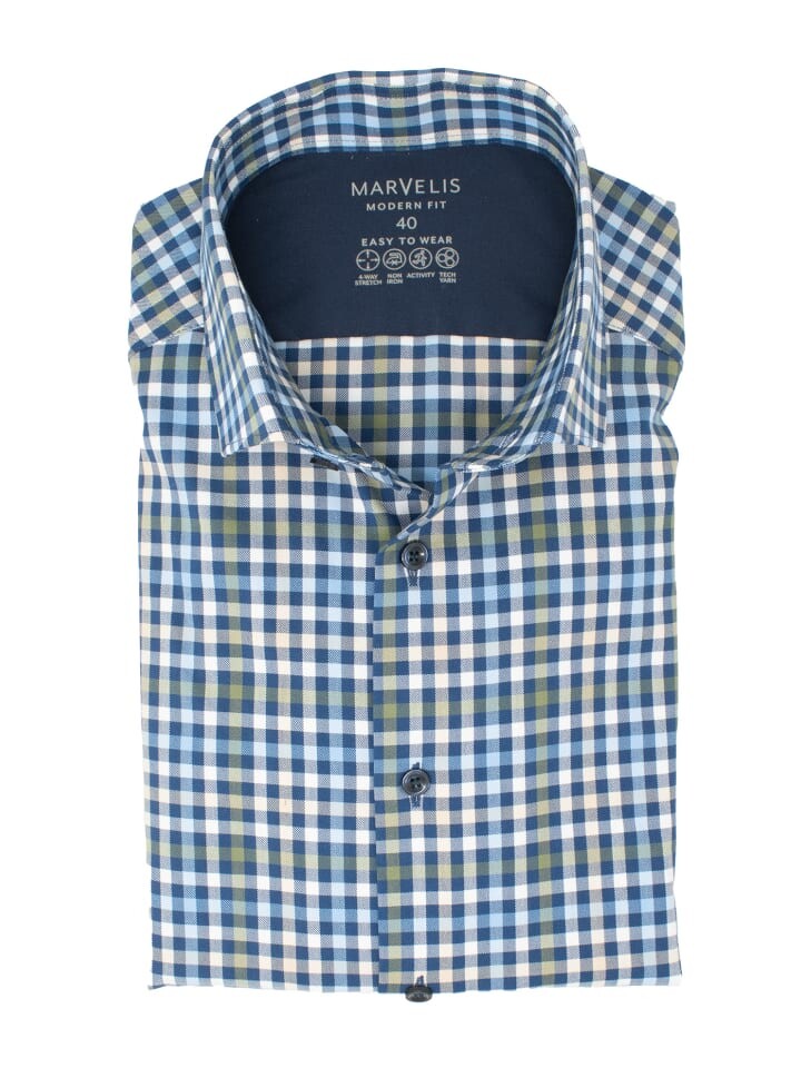 

Рубашка MARVELIS Modern Fit Easy To Wear, цвет grün/blau