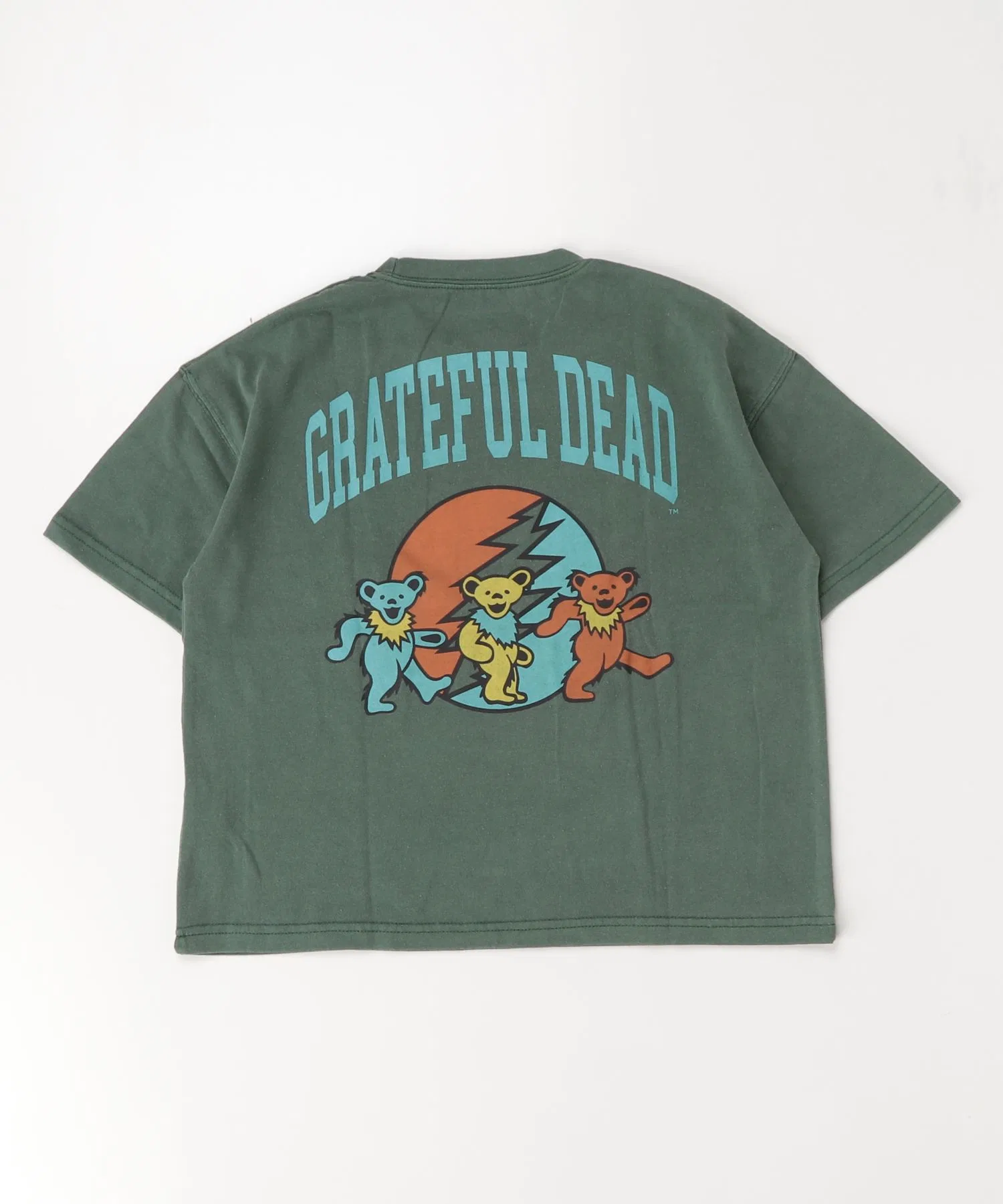 Детская футболка Grateful Dead с принтом, оверсайз, тёмно-зелёная