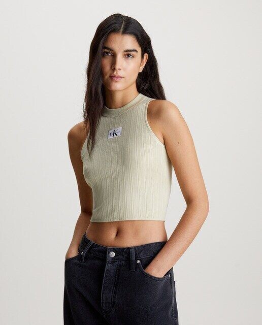 

Женская майка из мягкого лиоцелла в рубчик Calvin Klein Jeans, светло-зеленый