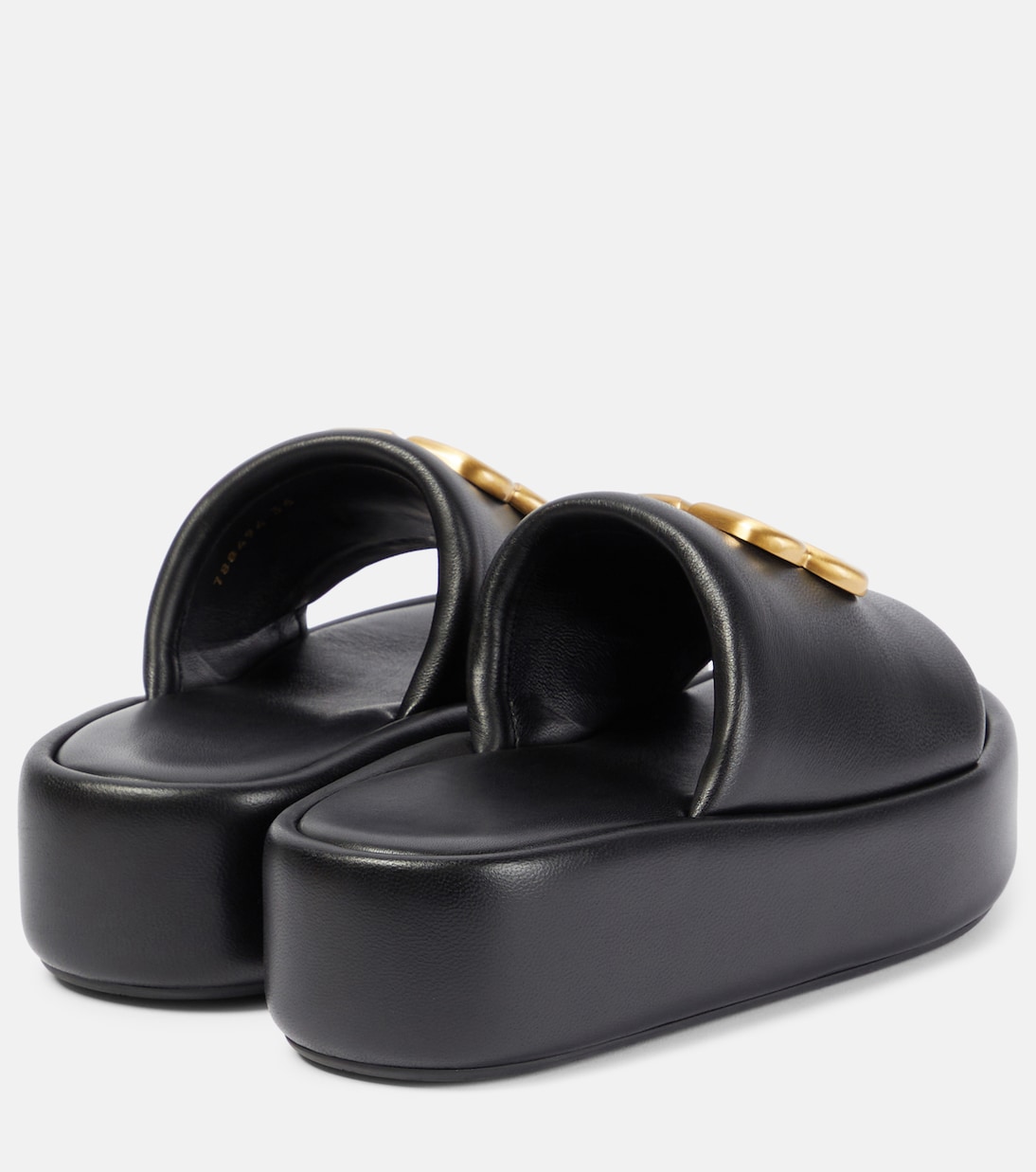 Rise BB кожаные платформенные шлепанцы Balenciaga, Black/Gold — фото 3