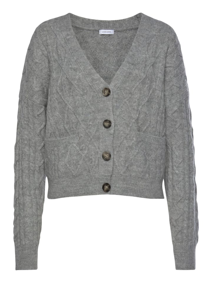 

Кардиган LASCANA Strickjacke, цвет grau-meliert