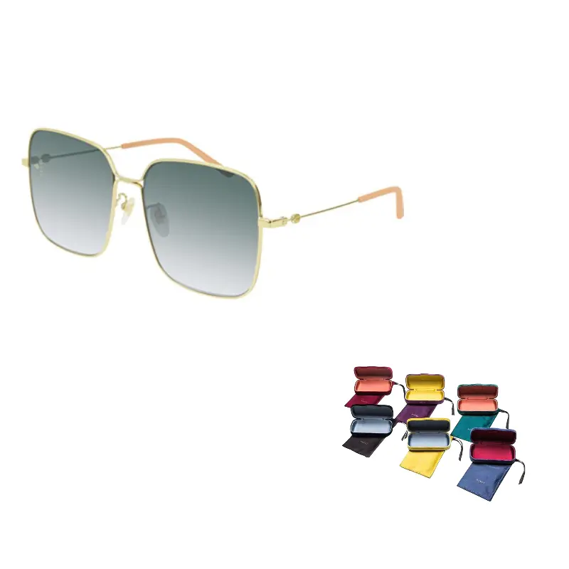 

GUCCI Металлические квадратные солнцезащитные очки для женщин, Gold Green