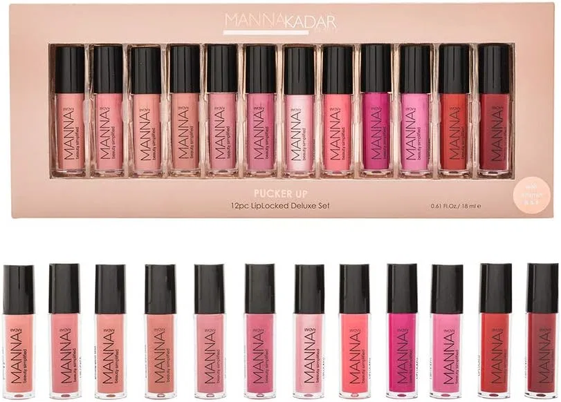 Блеск для губ Manna Kadar Pucker Up Deluxe Liplock Priming Gloss Stain, 12 шт., мультиколор