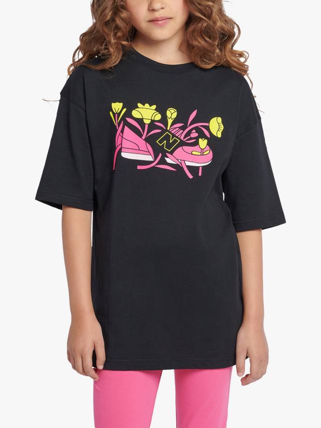 

Детская футболка с цветочным принтом New Balance, Caviar