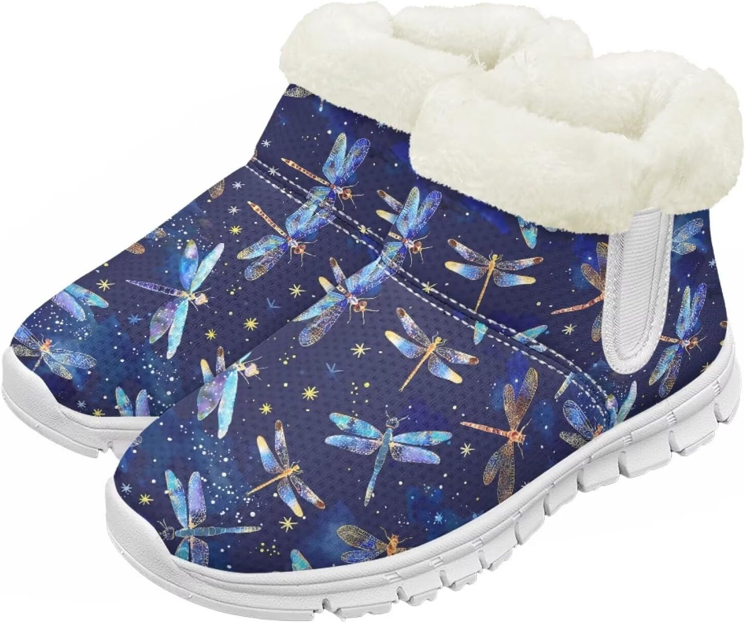 

Pzuqiu Зимние ботинки для девочек и мальчиков, ботильоны для детей с теплым мехом, противоскользящие, для прогулок, белая подошва