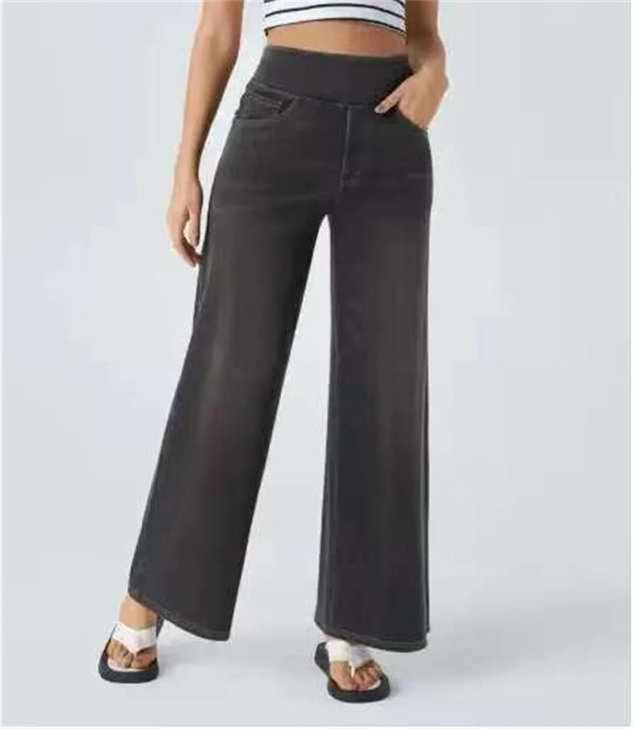Модные джинсы для женщин 2025 high waisted stretchy wide leg — фото 2