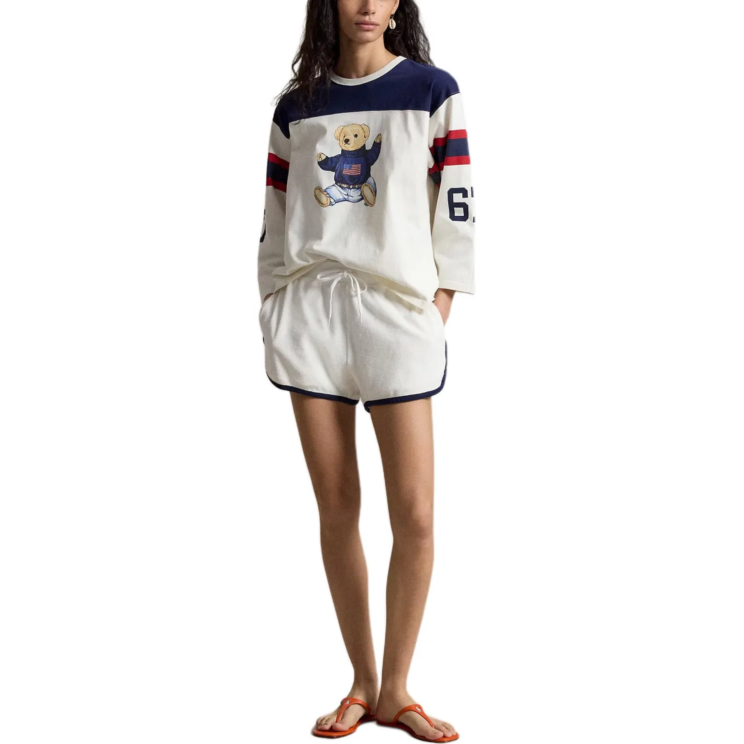 Футболка Polo Bear с опущенным плечом, свободный крой, женская Polo Ralph Lauren, White — фото 4