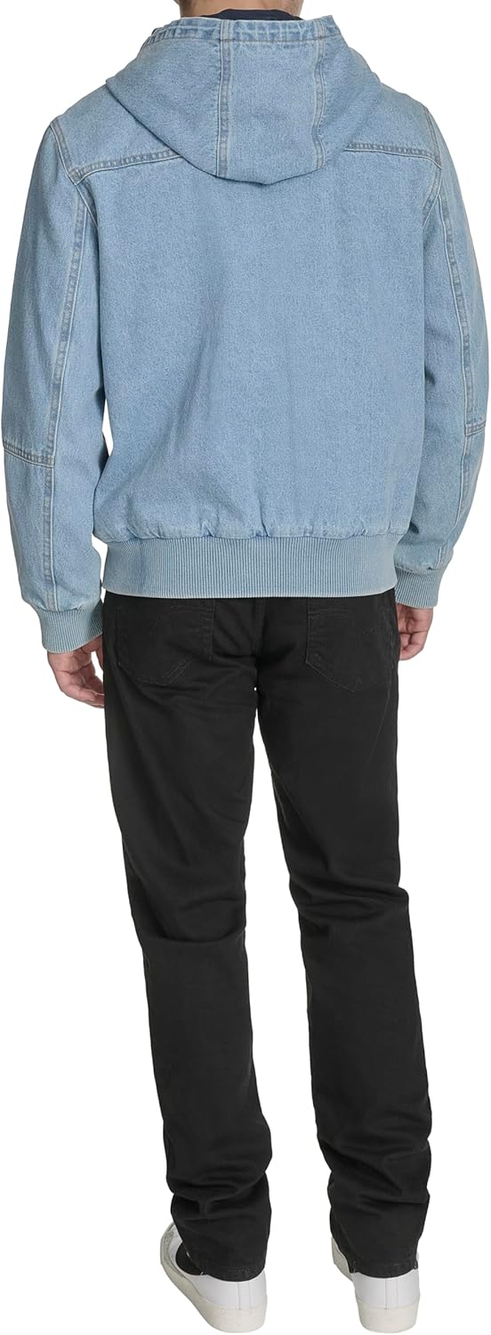 Мужская рабочая куртка-бомбер Levi's из хлопчатобумажной ткани с капюшоном (стандартные размеры, большие и высокие), Light Wash Denim Lightweight — фото 4