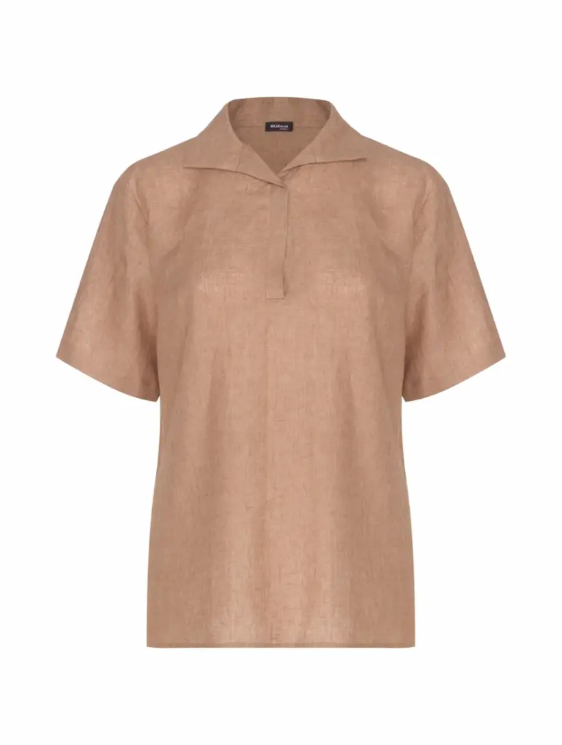 

Льняное поло Kiton, бежевый
