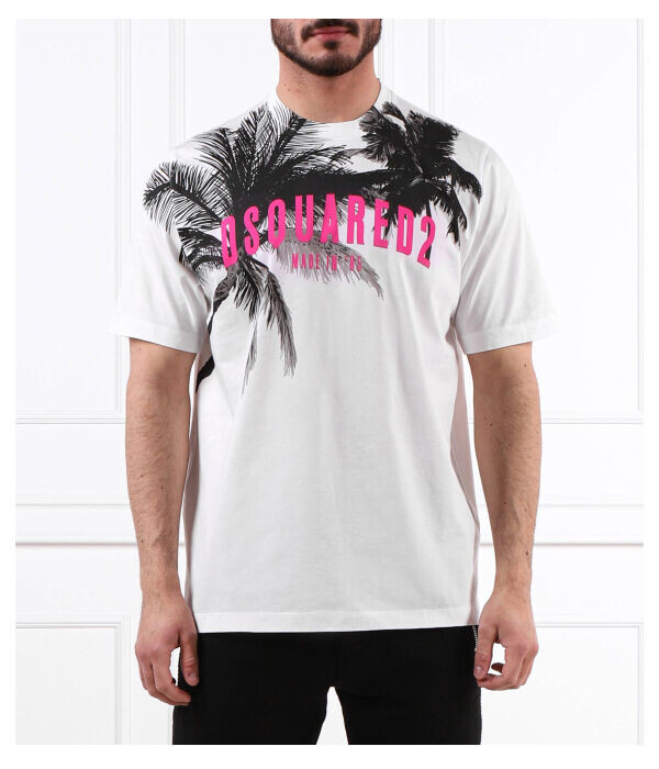 

Футболка Dsquared2 Regular Fit с принтом, белый / черный / розовый
