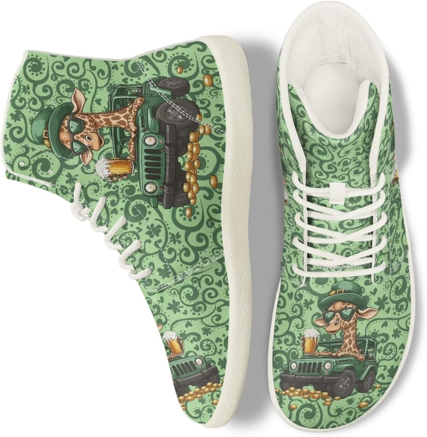 

Мужские широкие высокие кроссовки босоногого типа, легкие, противоскользящие, для ходьбы, с нулевым перепадом, повседневные кроссовки с поддержкой лодыжки, размеры 5-14 Qoiuvncy, St. Patrick's Day Giraffe Buggy