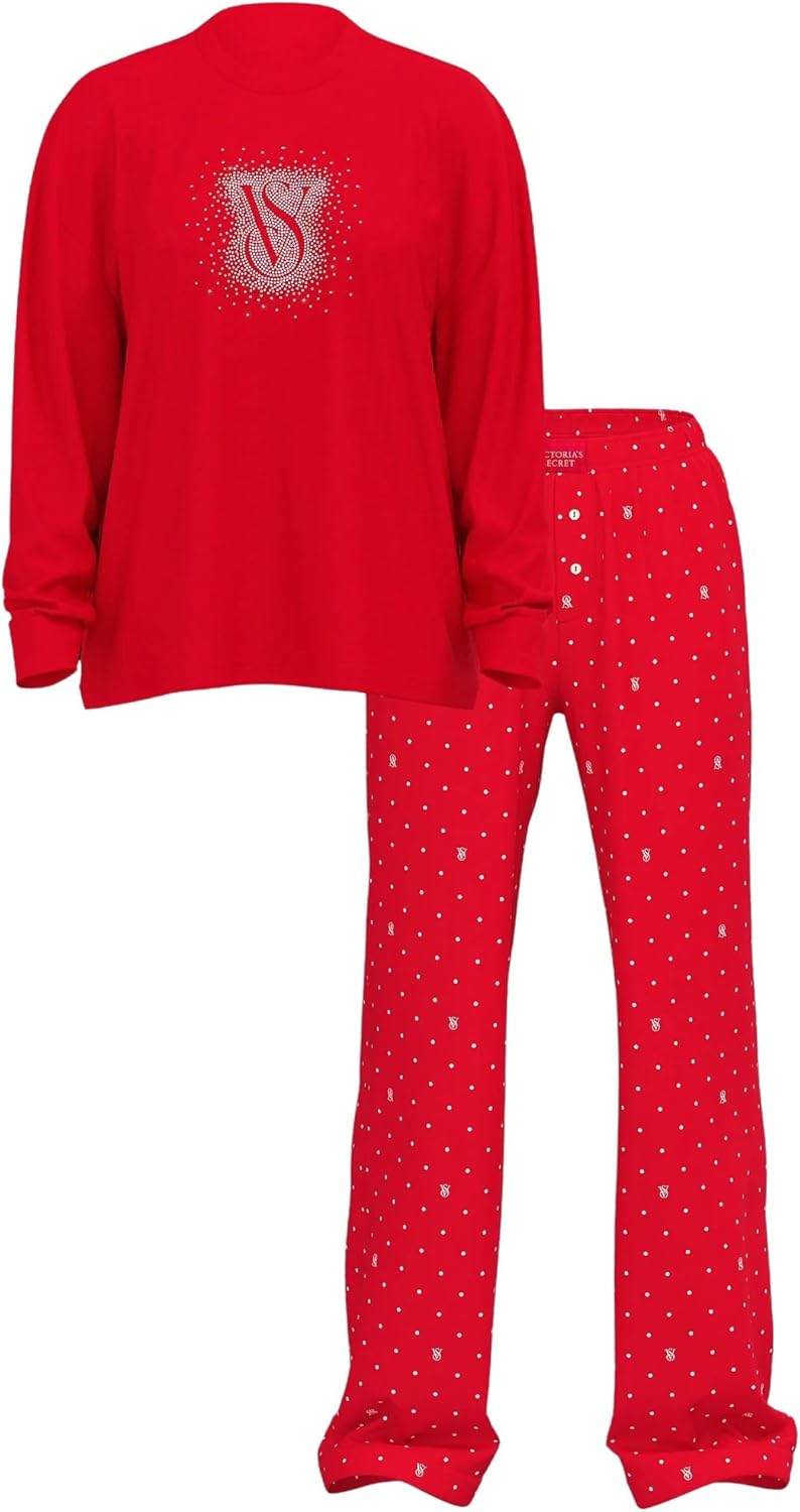 

Victoria's Secret Фланелевый комплект с пайетками и длинными рукавами цвет Red New