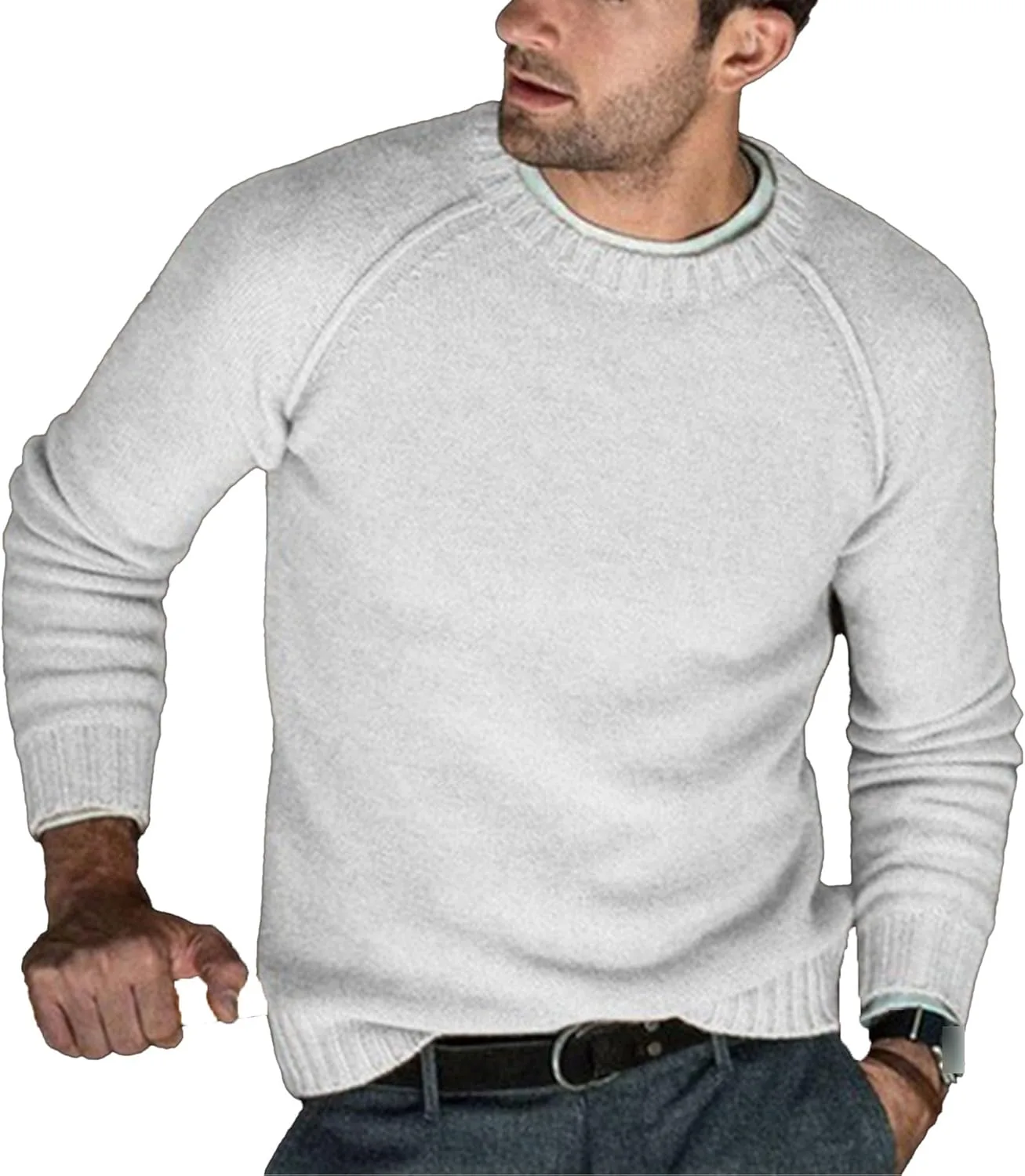 

Мужской свитер с круглым вырезом, классический вязаный с косичкой Maiyifu-GJ