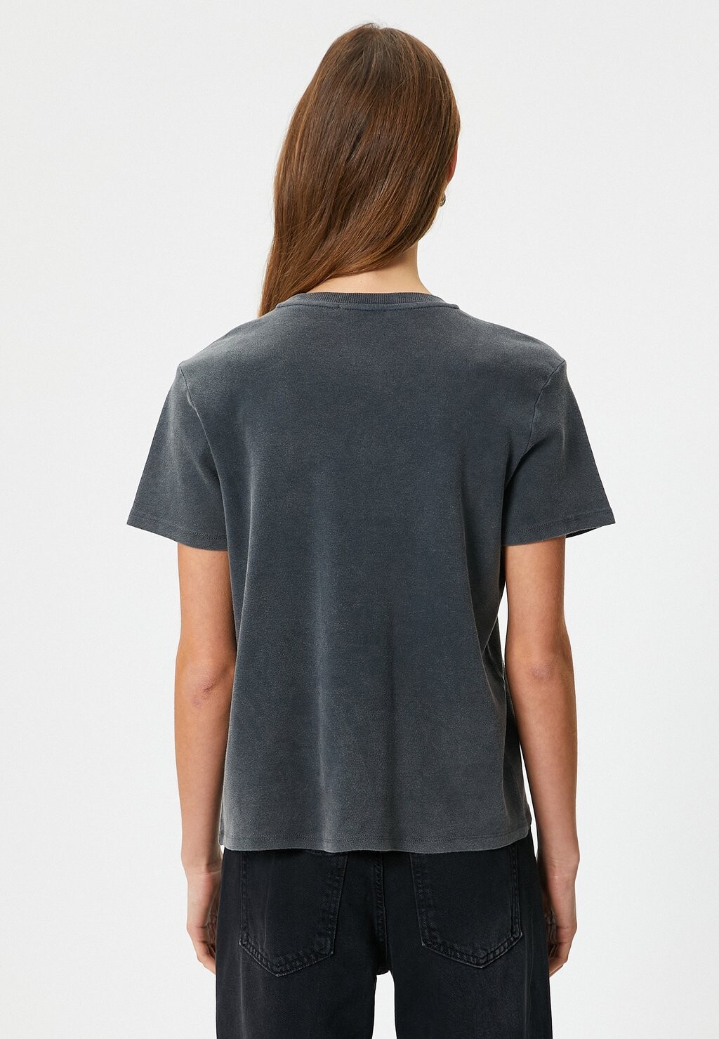 

Футболка с принтом CREW NECK GLITZ STONE DETAIL Koton, серый