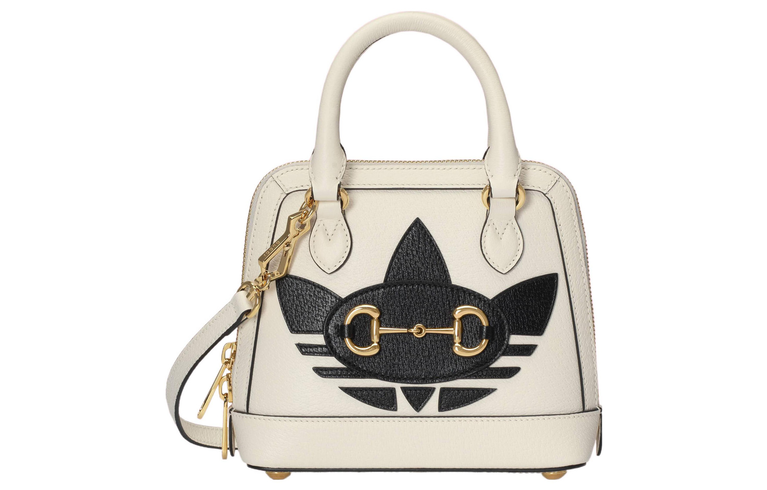 

GUCCI Миниатюрная кожаная женская сумка Horsebit 1955 белого цвета