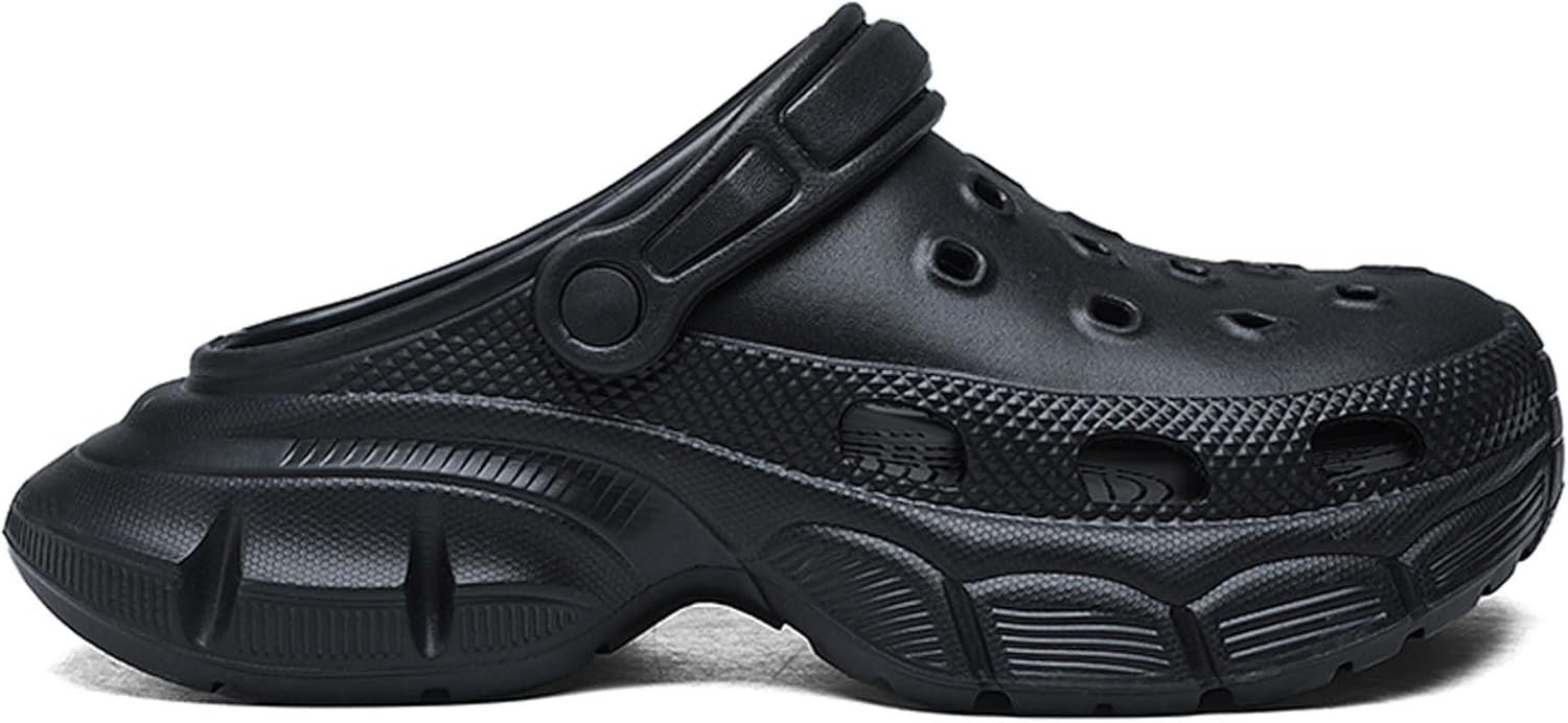 

Унисекс комфортные садовые сабо, легкие дышащие сандалии на толстая подошве, нескользящие, с регулируемым ремешком, тапочки для мужчин и женщин для использования дома и на улице Generic, черный