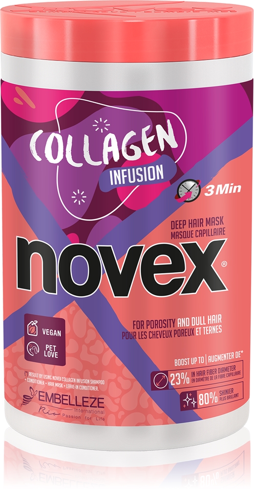 

Укрепляющая маска с коллагеновой инфузией для ослабленных, поврежденных волос и секущихся кончиков Novex, 400 гр