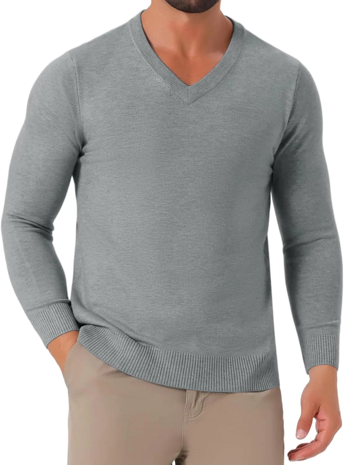 

Мужской вязаный свитер с длинным рукавом и V-образным вырезом TATT 21