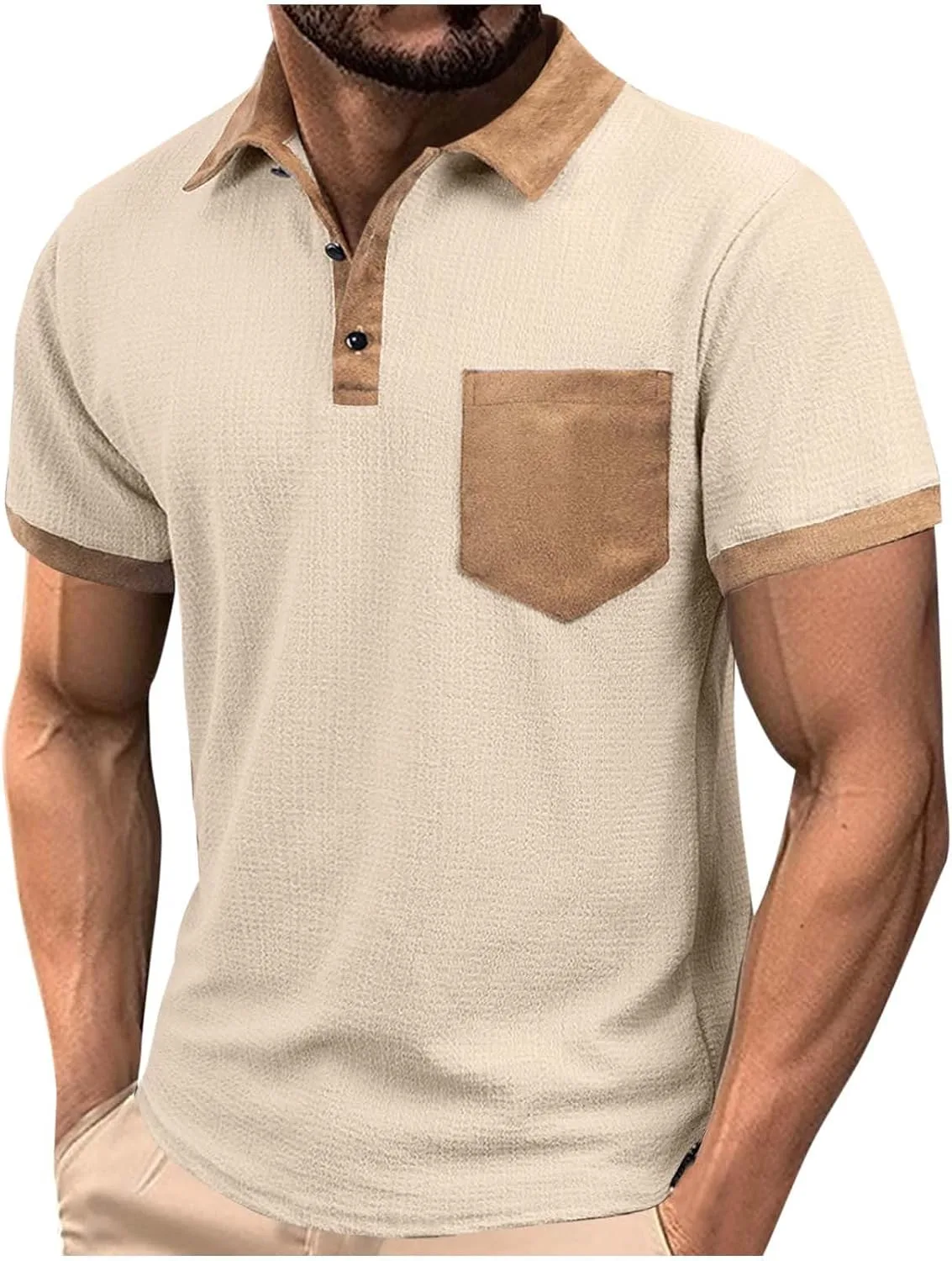 

Мужская футболка Cambkatl с цветными блоками, короткий рукав, отложной воротник