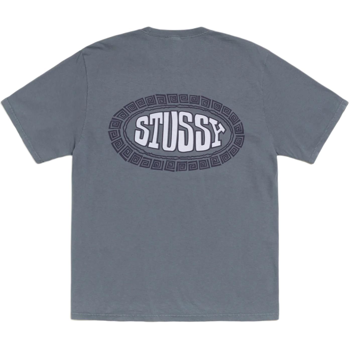 Футболка FW25 TILE OVAL TEE, окрашенная пигментом, унисекс Stussy, черный/faded черный — фото 3