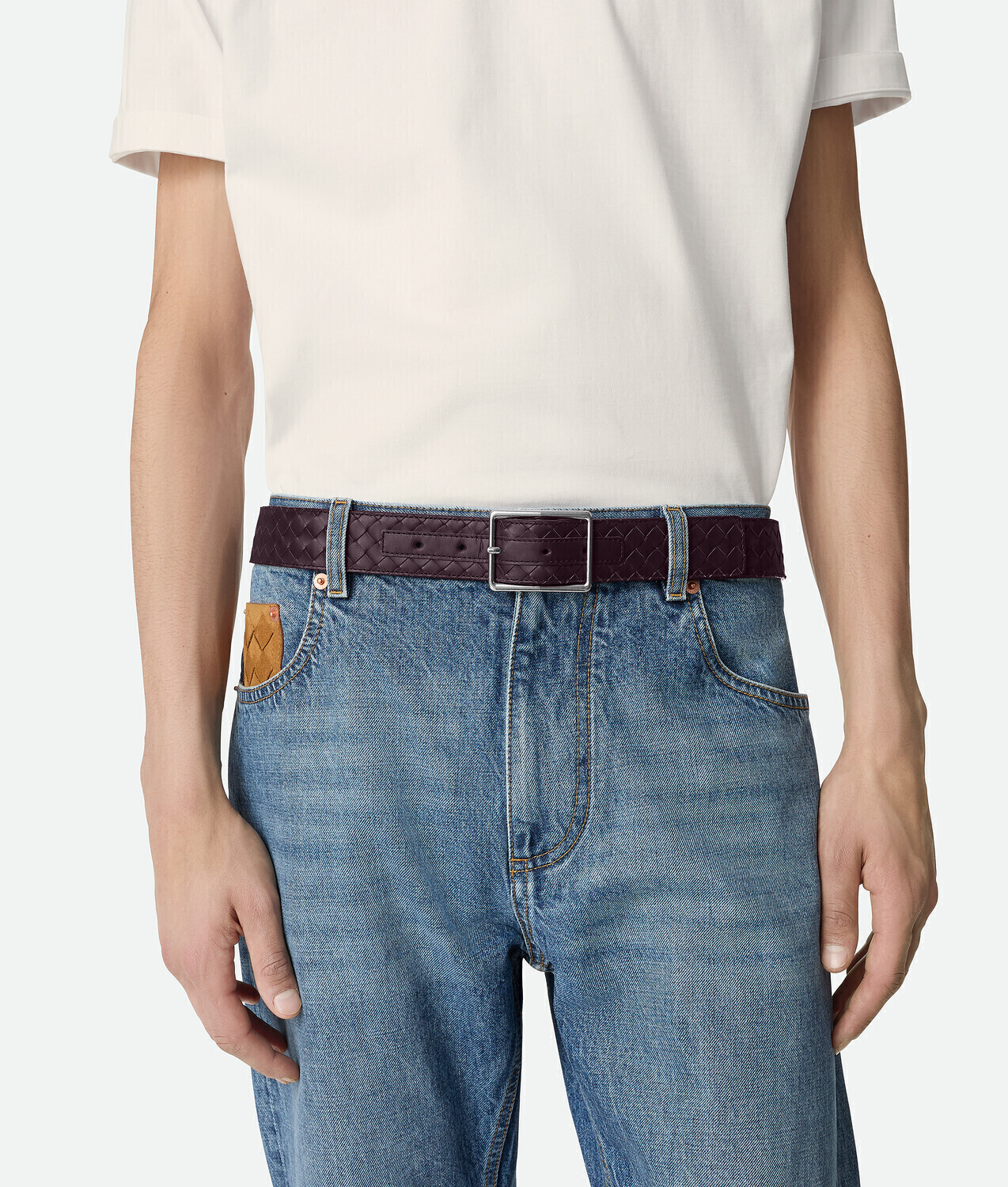 Intrecciato piccolo belt BOTTEGA VENETA, темный бароло — фото 2