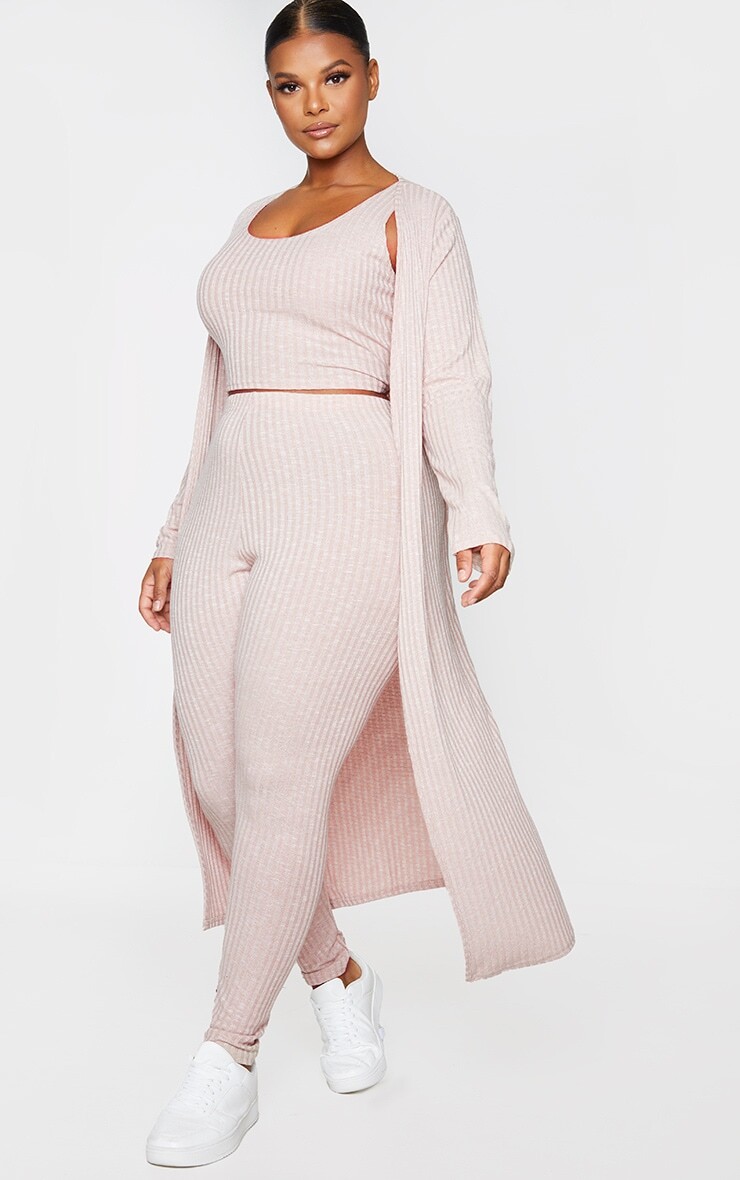 

PrettyLittleThing Вязаный комплект из трех леггинсов Plus Oatmeal