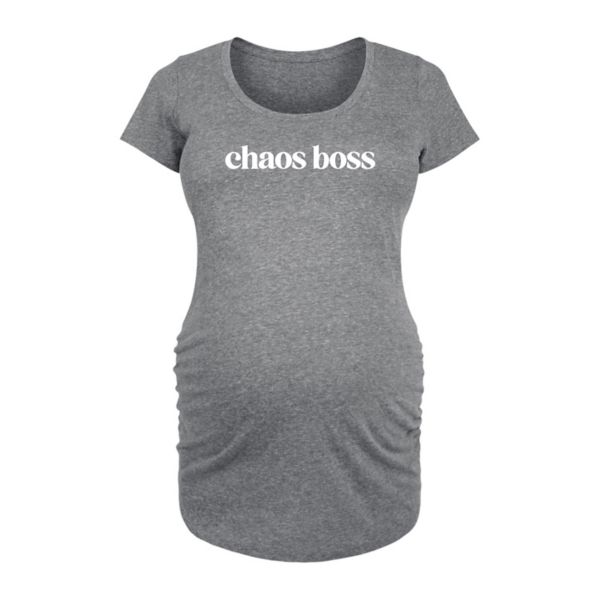 

Футболка с принтом «Maternity Chaos Boss» Unbranded, серый