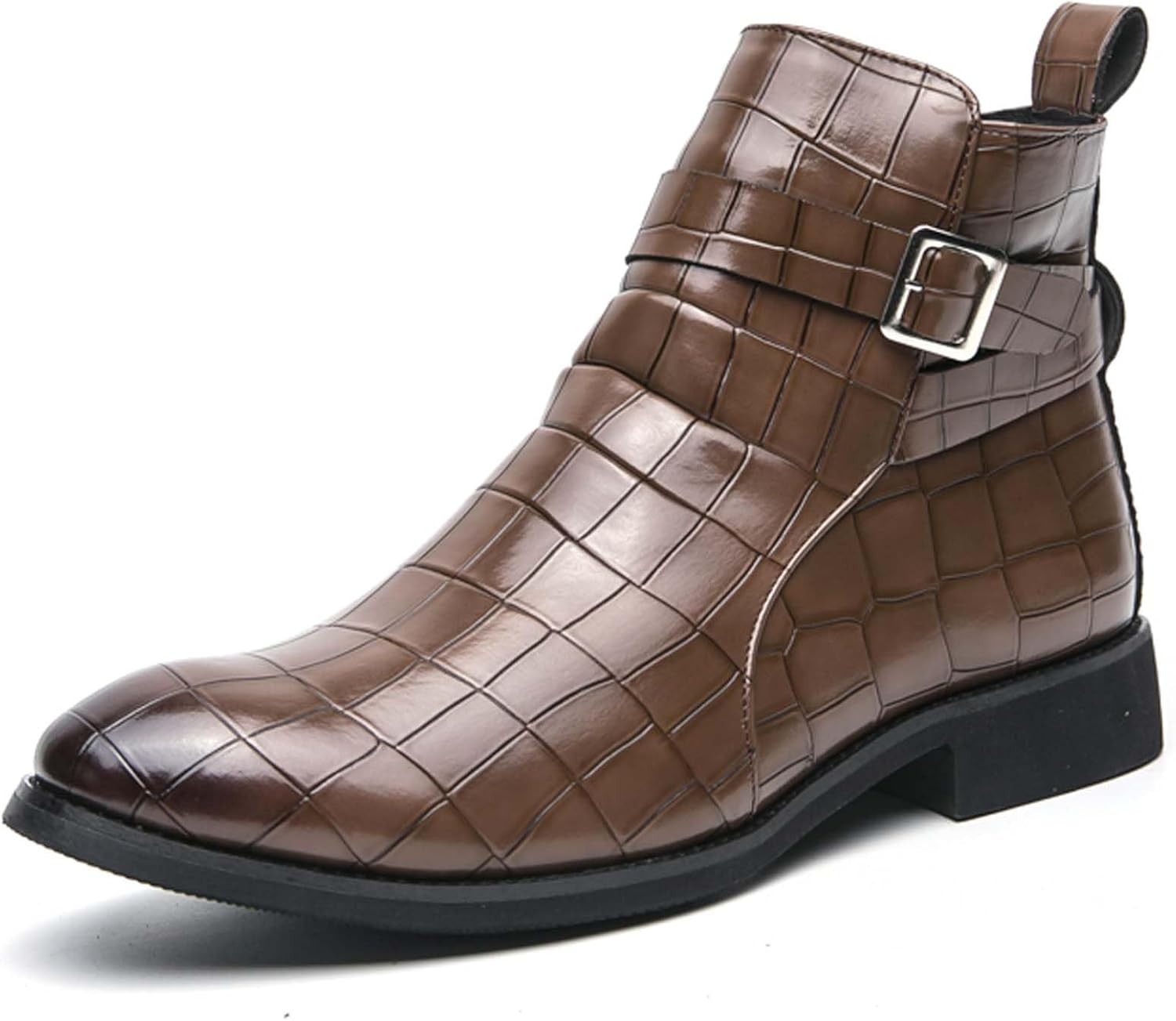 

Мужские ботинки Челси ретро с пряжкой, деловые, повседневные и формальные, с эффектом увеличения роста, против скольжения, для ходьбы, офиса, встреч, свадеб, банкетов, высокие кожаные туфли Generic, коричневый