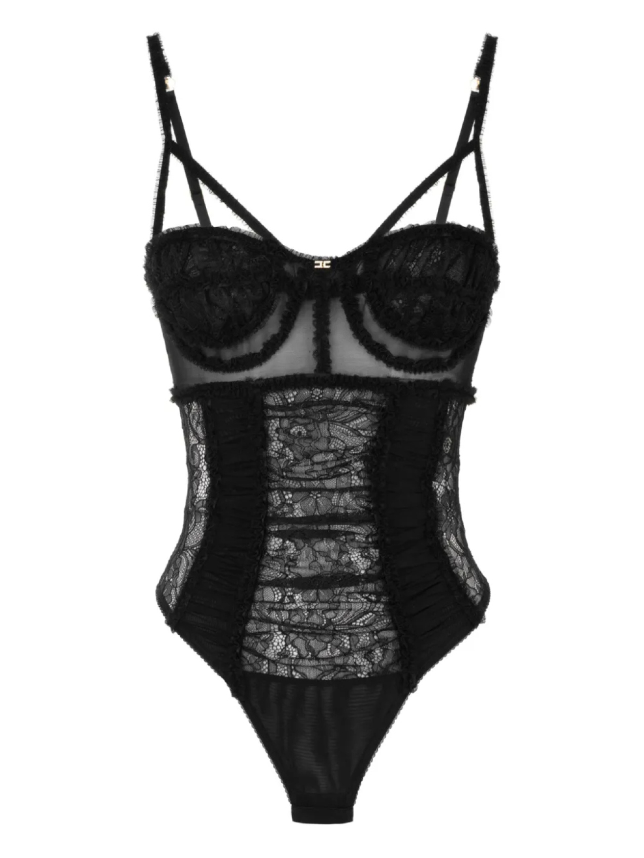 

Боди с кружевными вставками Elisabetta Franchi, черный