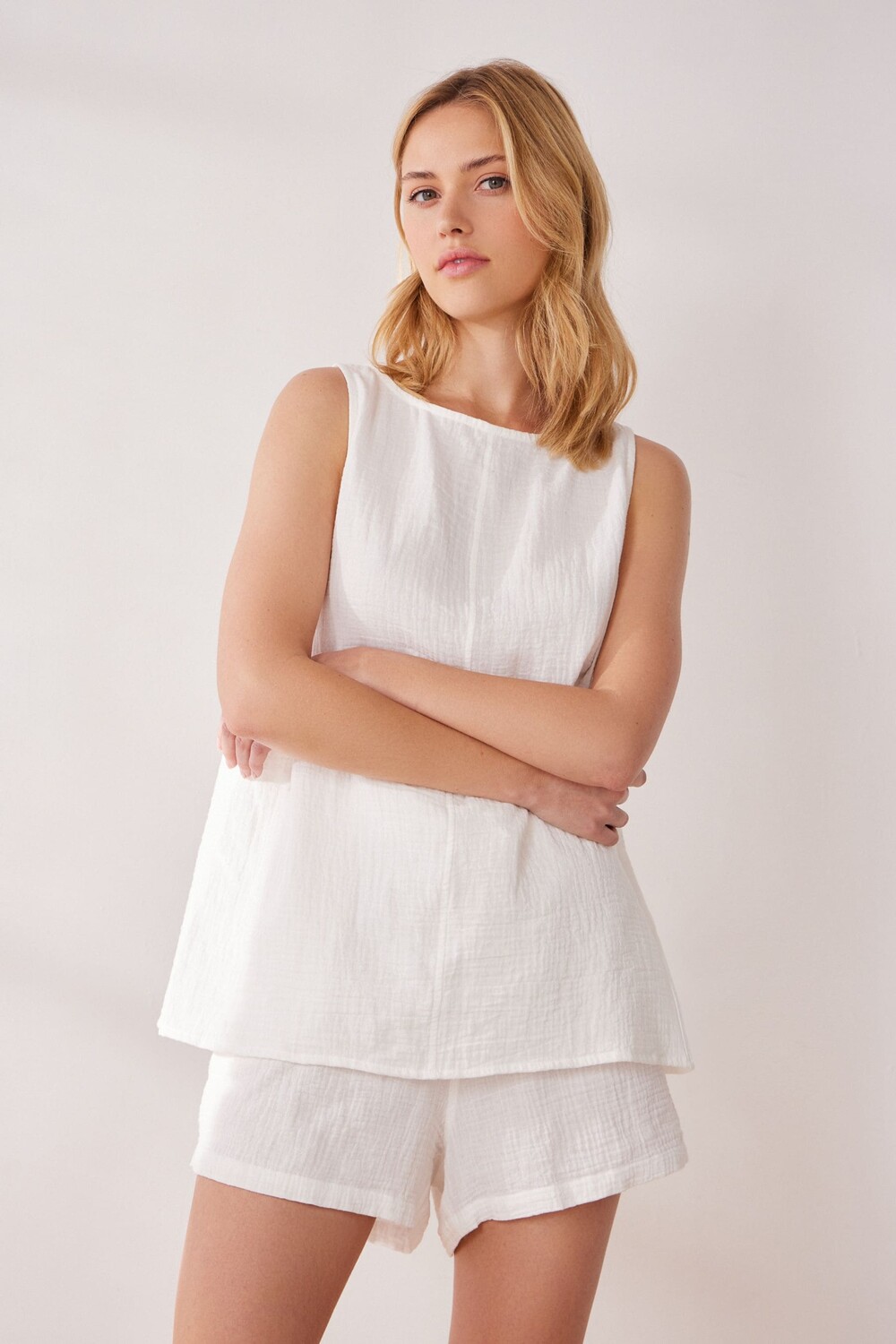 

Футболка без рукавов из жатого хлопка Next, белый